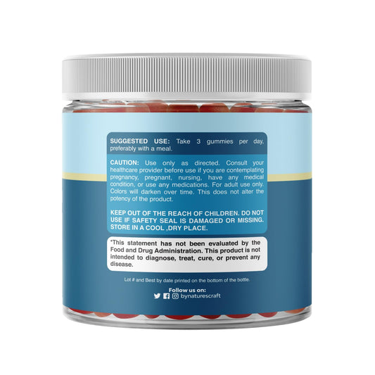 Natures Craft gummies feature a superfood complex with real fruit extracts for flavor.