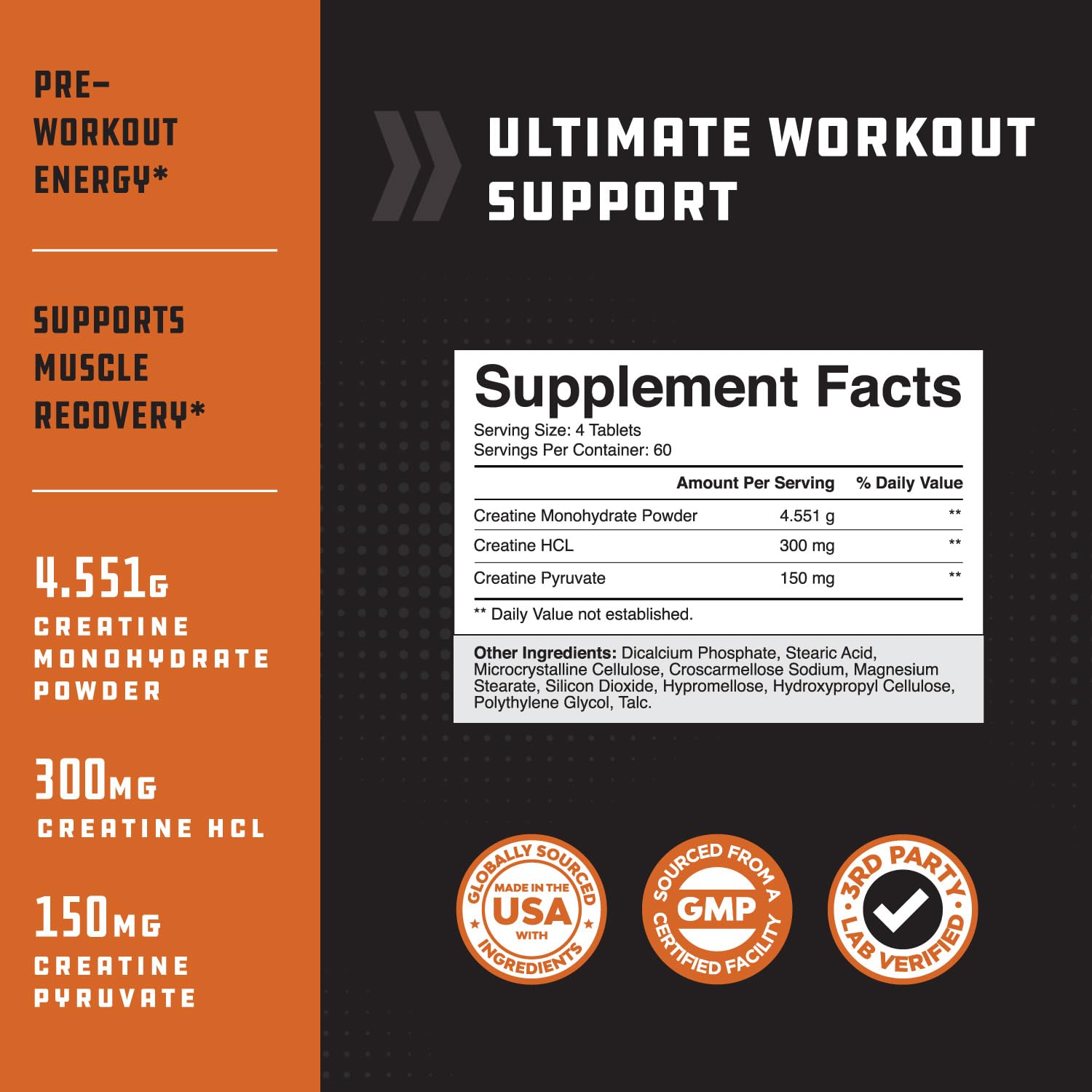 Natures Craft Tri-Phase creatine tablets dosed for energy