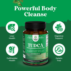 Natures Craft TUDCA bottle on white background emphasizing extra strength liver care