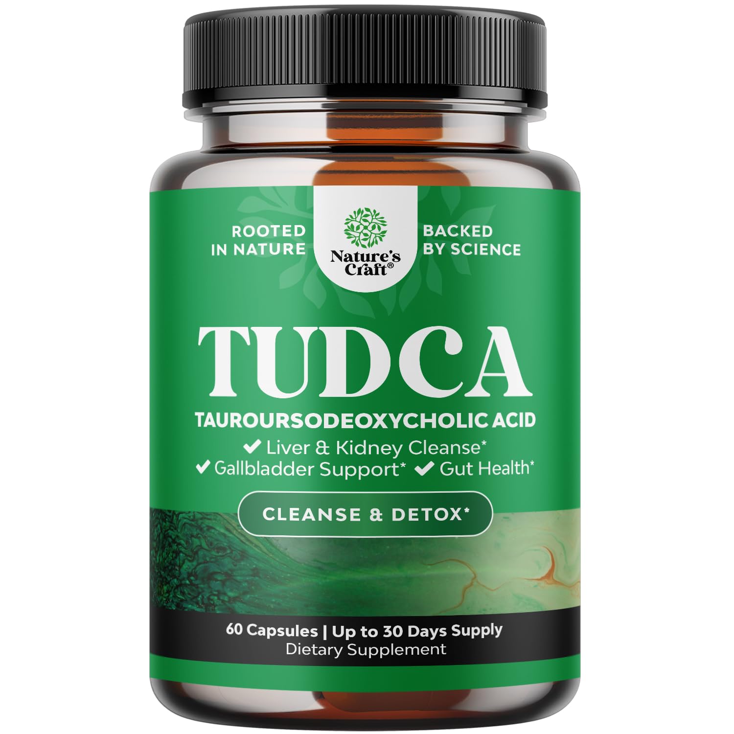 Natures Craft TUDCA bottle pouring capsules for liver support and digestive balance