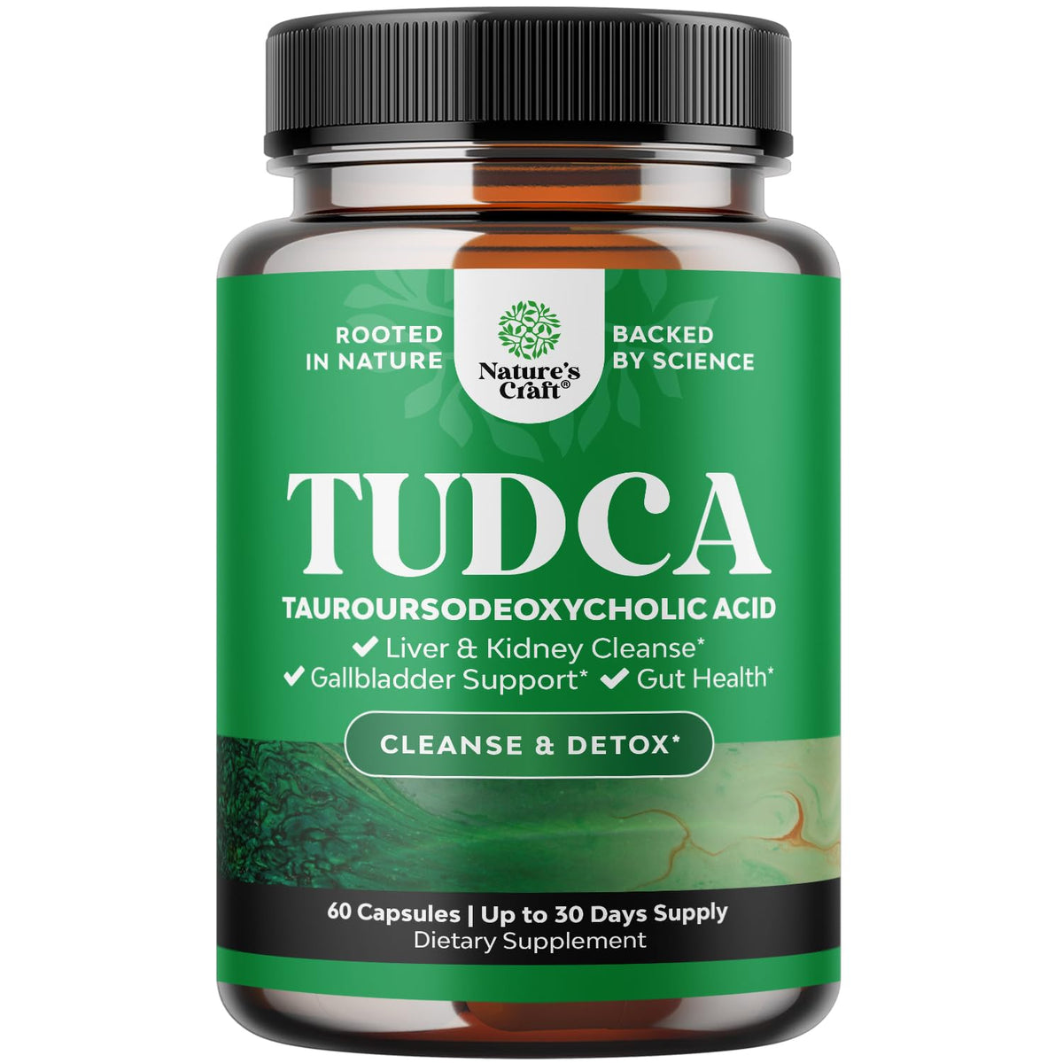 Natures Craft TUDCA bottle pouring capsules for liver support and digestive balance