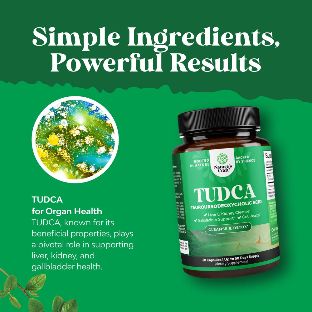 Natures Craft TUDCA in daily routine scene suggesting energy and gut health benefits