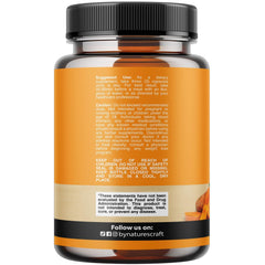 Natures Craft Turmeric Curcumin bottle back label with ingredients and usage details.