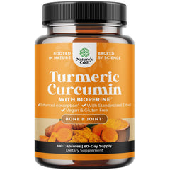Natures Craft Turmeric Curcumin bottle front view for daily joint support.