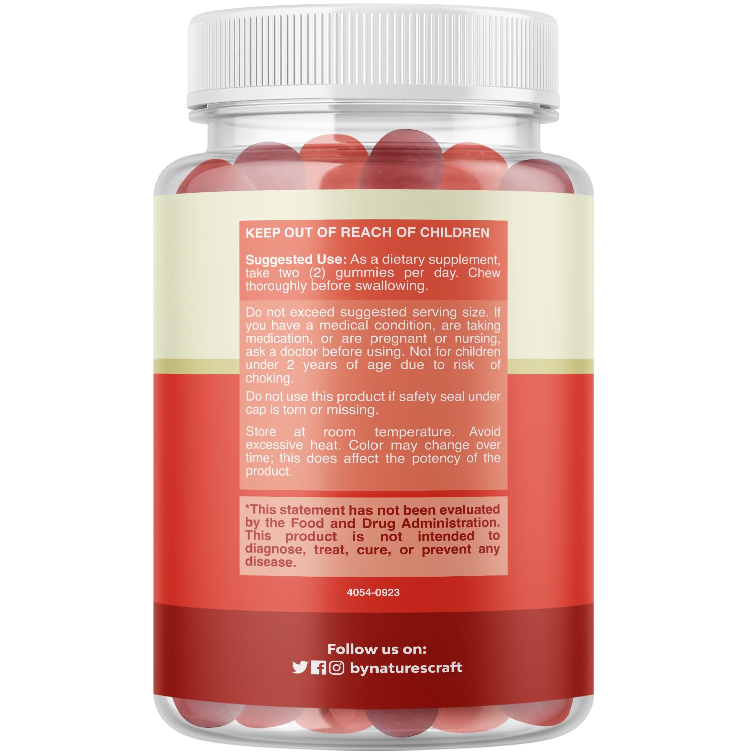 Close-up of Natures Craft Vitamin D Gummies showing a tasty, gluten-free, non-GMO option