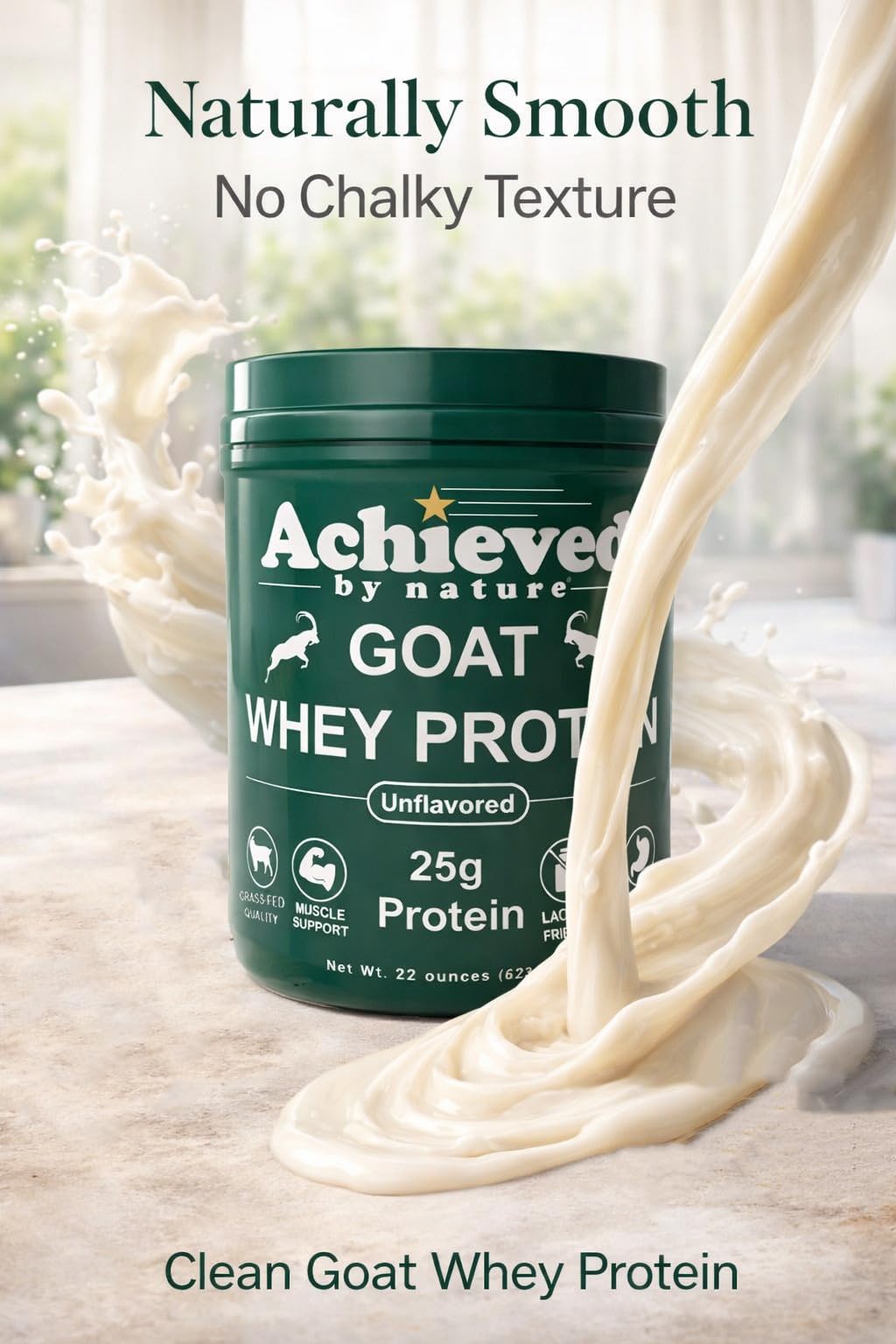 Nature's Diet goat whey protein scoop for quick servings.