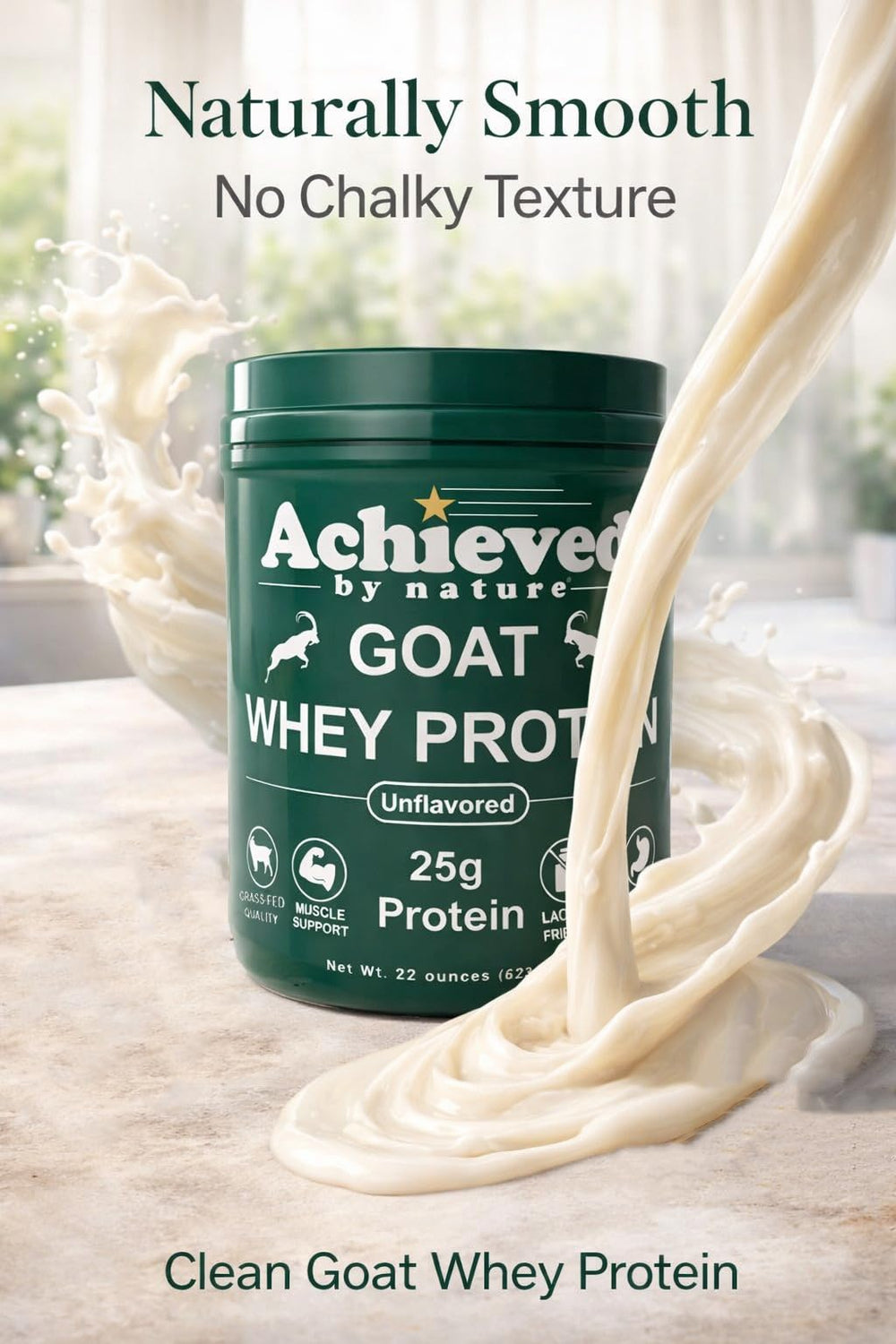 Nature's Diet goat whey protein scoop for quick servings.