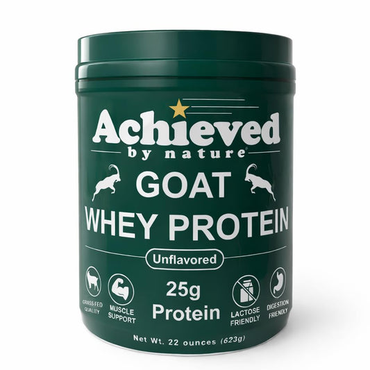 Nature's Diet unflavored goat whey powder jar for versatile smoothies.