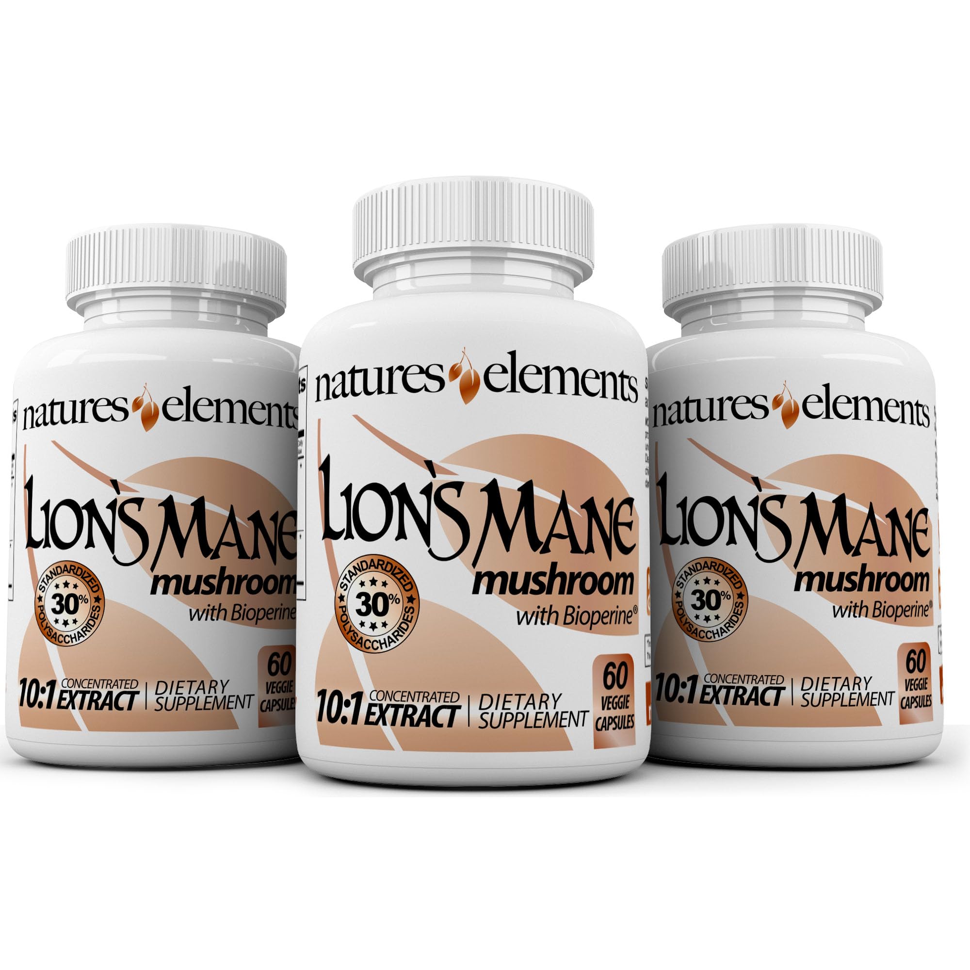 Natures Elements Lion's Mane bottle front for cognitive support