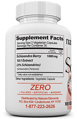 Natures Elements schizandra extract label close-up showing 10:1 potency.