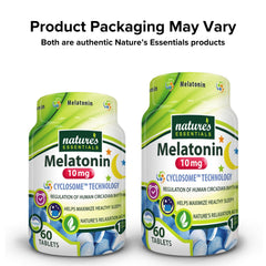 NATURE'S ESSENTIALS Melatonin 10mg label detail supports informed supplement choices