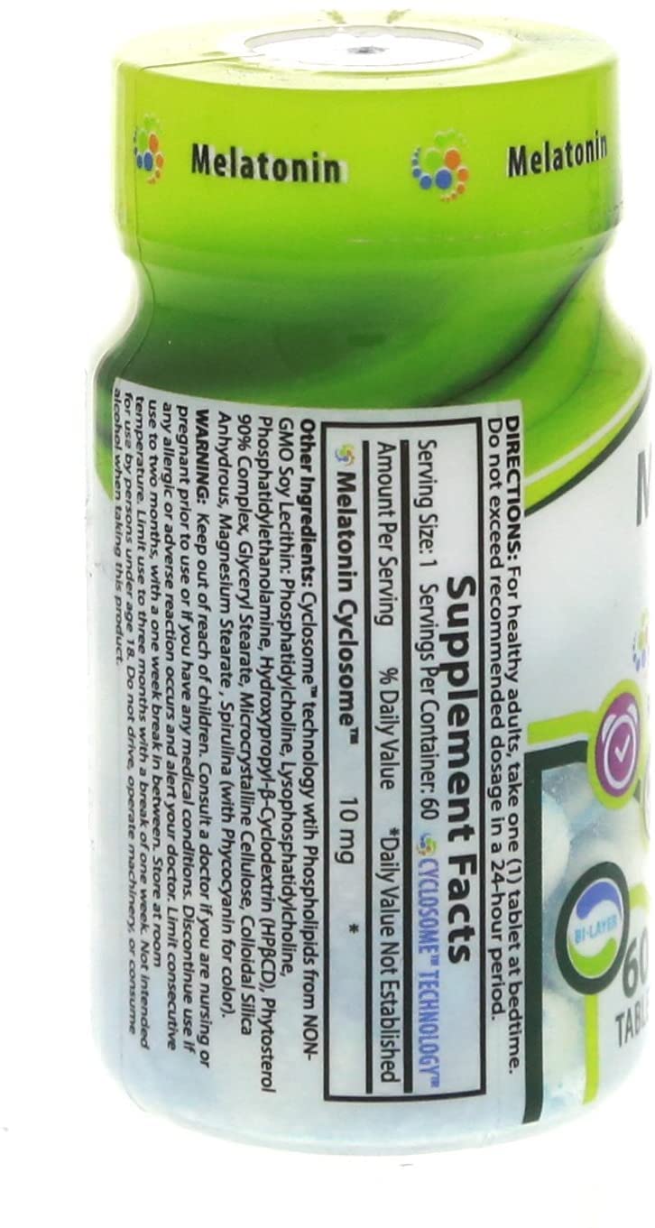 NATURE'S ESSENTIALS Melatonin 10mg nutrition facts highlights non-GMO and gluten-free features