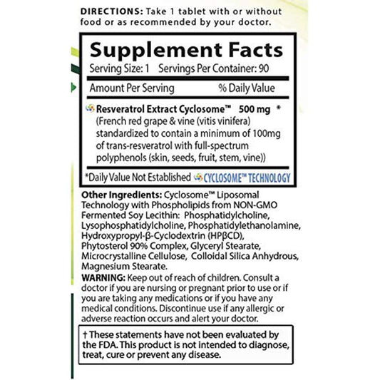 Nature's Essentials Resveratrol capsules image shows liposomal delivery for improved absorption