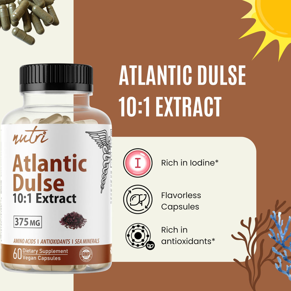 Nature's Fusions Atlantic Dulse 10:1 extract label area with QA testing for quality you can trust.