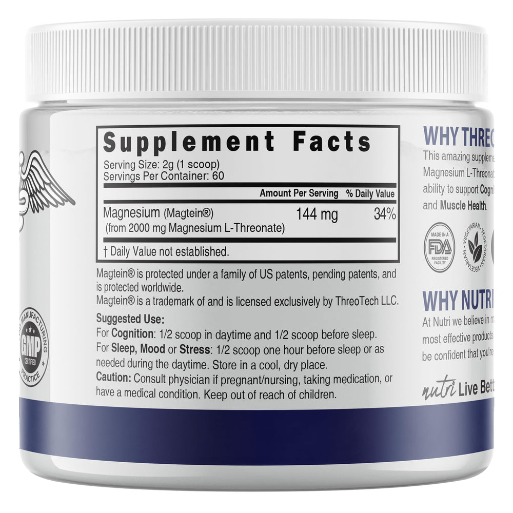 Nature's Fusions Magnesium Powder 60 servings with scoop for simple dosing
