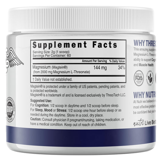 Nature's Fusions Magnesium Powder 60 servings with scoop for simple dosing