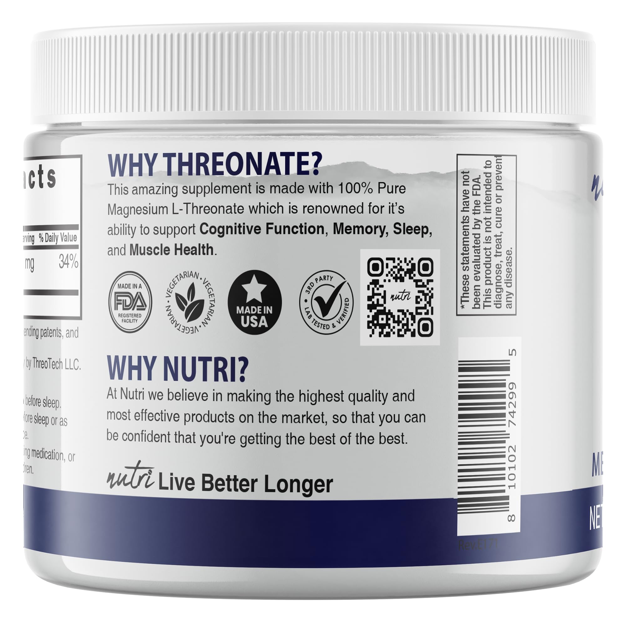 Nature's Fusions Magnesium Powder USA-made label emphasizing quality