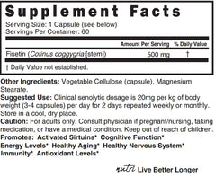 Nutri Fisetin capsules close-up for convenient cognitive support.