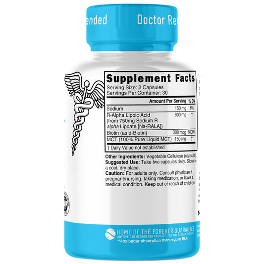 Nature's Fusions Nutri R Alpha Lipoic Acid 600mg bottle packaging showcasing vegan capsules