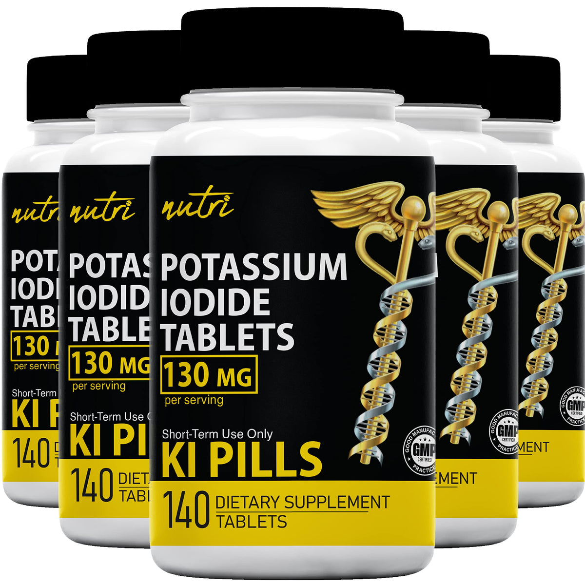 Nature's Fusions Potassium Iodide tablets bottle front—clear labeling and long shelf life.