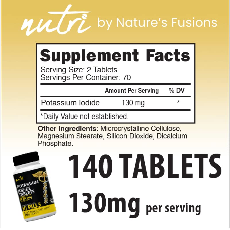 Nature's Fusions Potassium Iodide tablets divisible—suitable for adults and children.