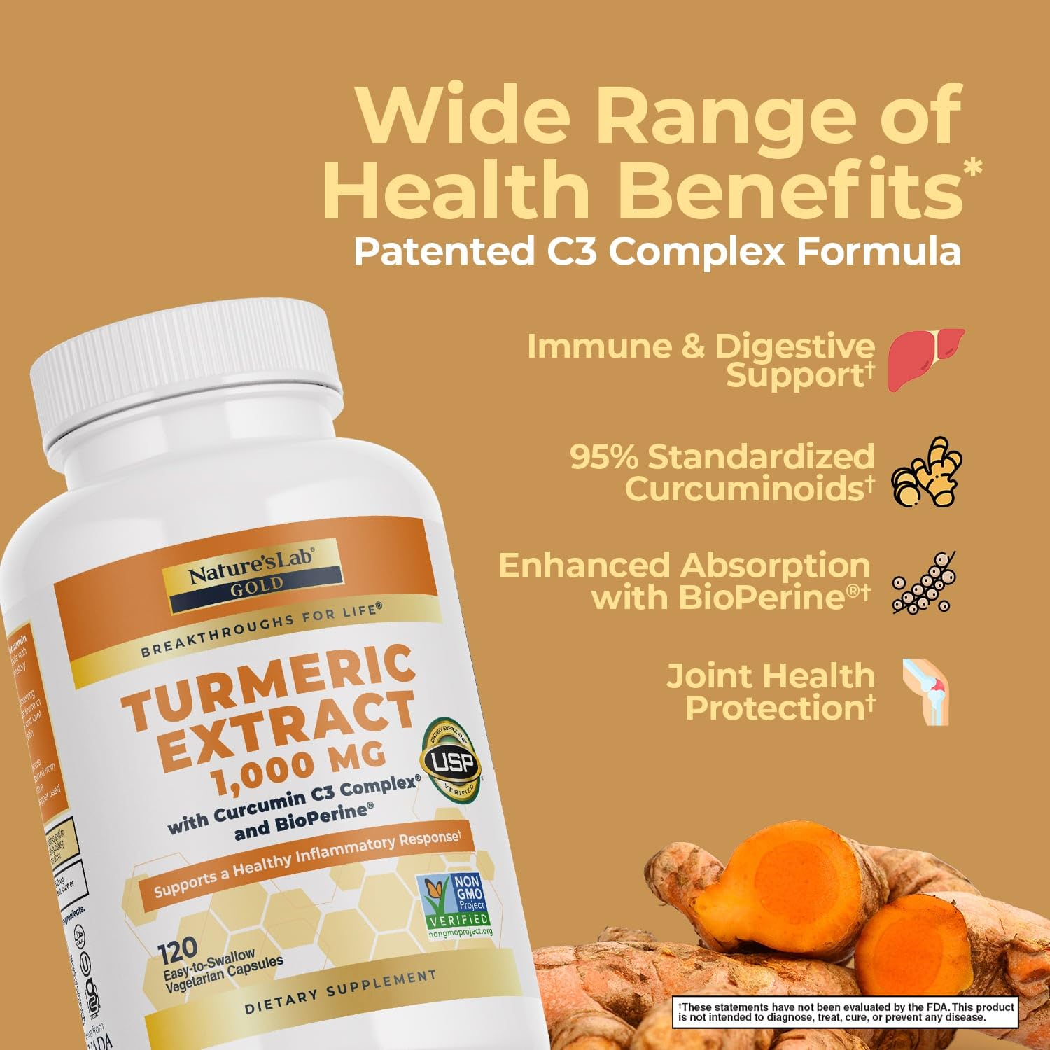 Nature's Lab Curcumin C3 Complex label close-up