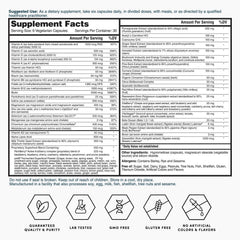Nature's Lab Six Daily Advanced Multivitamin bottle beside a glass of water