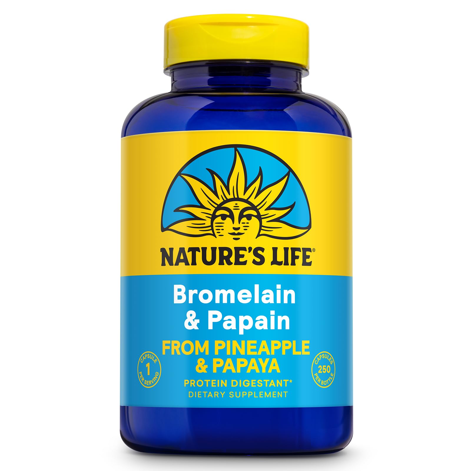 Nature's Life bromelain and papain enzymes in a bottle for digestive support