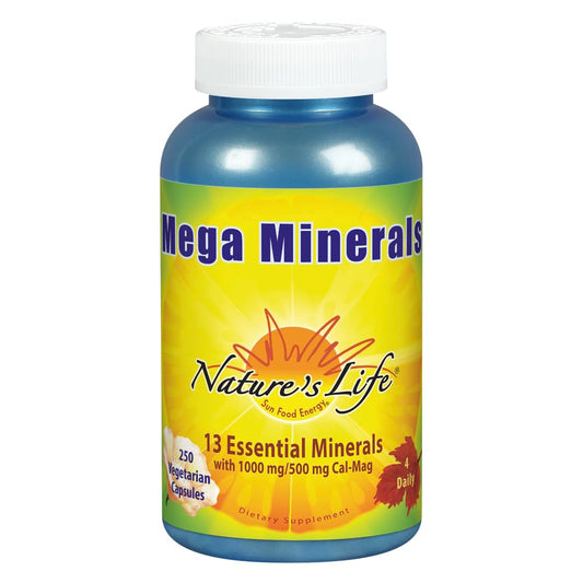 Nature's Life Mega Minerals bottle front view for daily mineral support