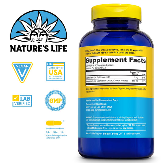 Close-up of Nature's Life Renewing Magnesium capsules for daily mineral support.