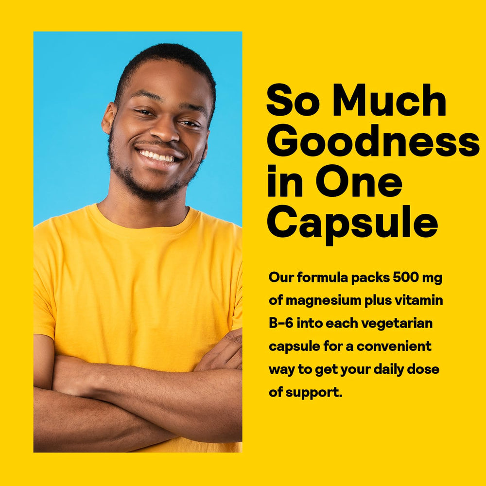 Nature's Life Renewing Magnesium vitamin B-6 capsules for daily wellness.