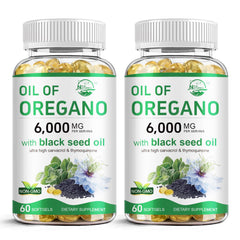Nature's live Oil of Oregano softgel bottle with oregano and black seed blend for daily immune support