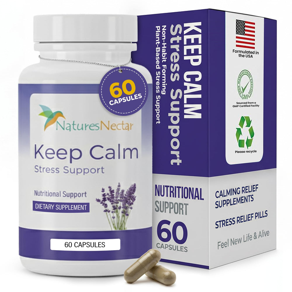 Nature's Nectar Keep Calm bottle displays approachable daily calm support in a clean design.