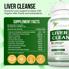 Nature's Nectar Liver Cleanse capsules in blister pack, easy to take daily.