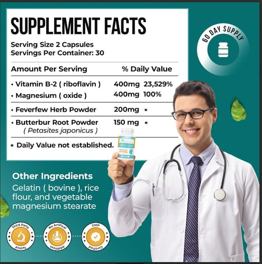 PA-Free Butterbur Root close-up emphasizes plant-based ingredients for potential migraine support.