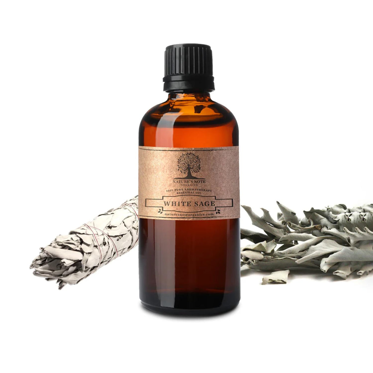Nature's Note White Sage essential oil bottle in foreground, ready for fragrance diffusion