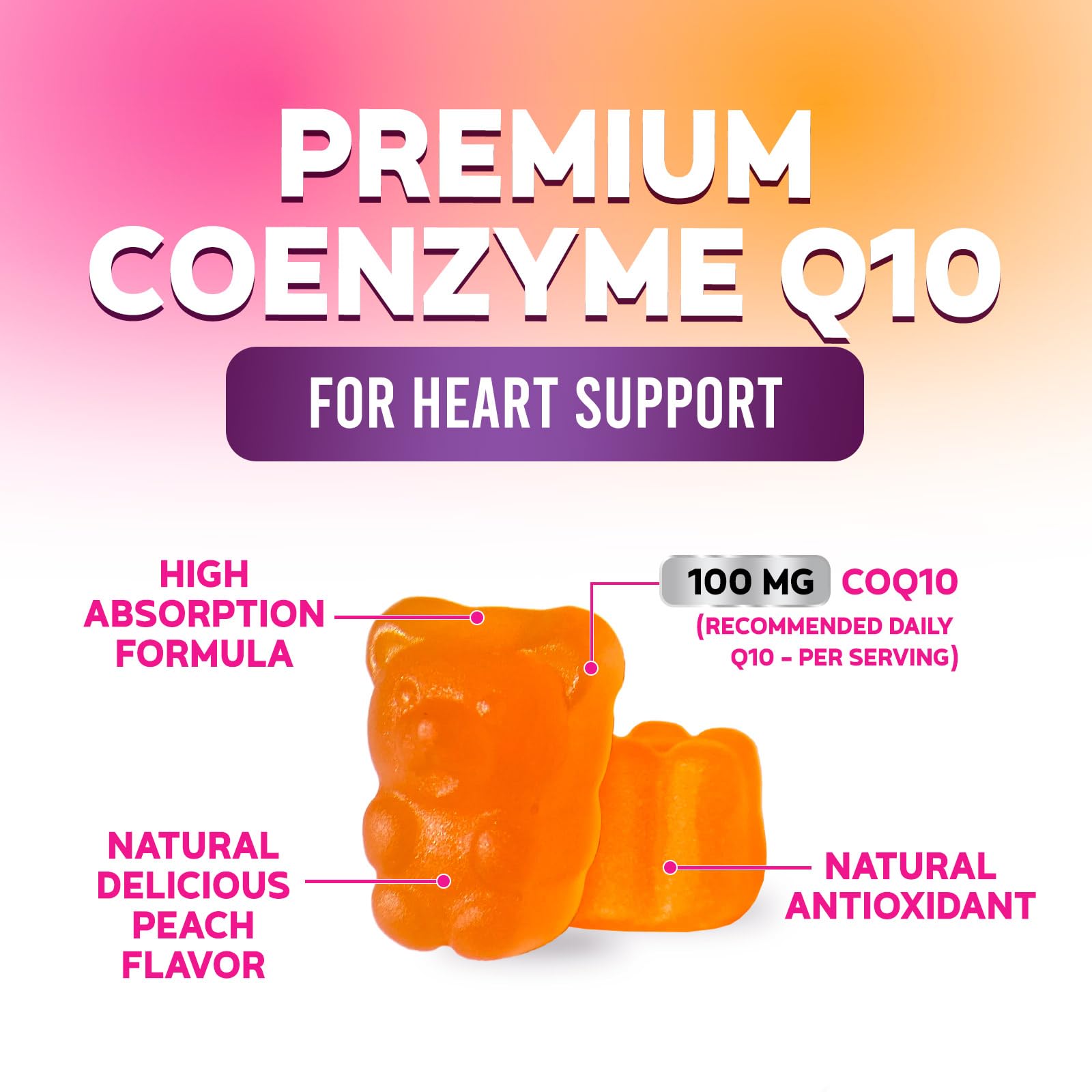 Nature's Nutrition CoQ10 Gummies bottle closeup showing chewables.