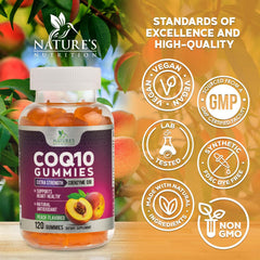 Nature's Nutrition CoQ10 Gummies vegan friendly daily supplement.