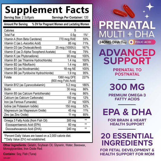 Nature's Nutrition prenatal vitamins softgels ready for easy daily intake