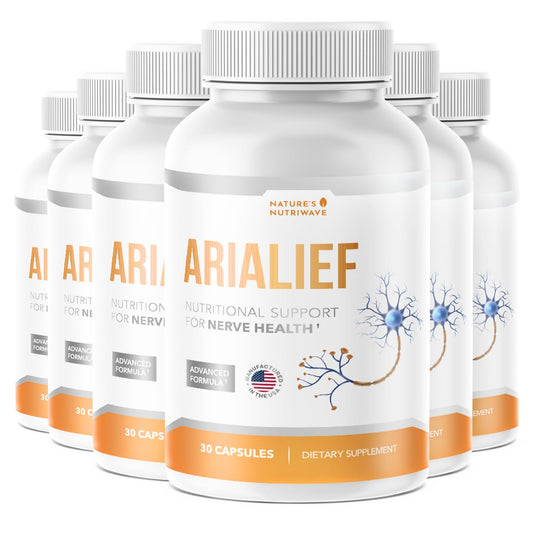 Nature’s NutriWave Arialief bottle for convenient daily wellness routine.