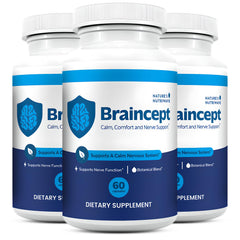 Nature’s NutriWave Braincept bottle with capsules for daily calm and balance.