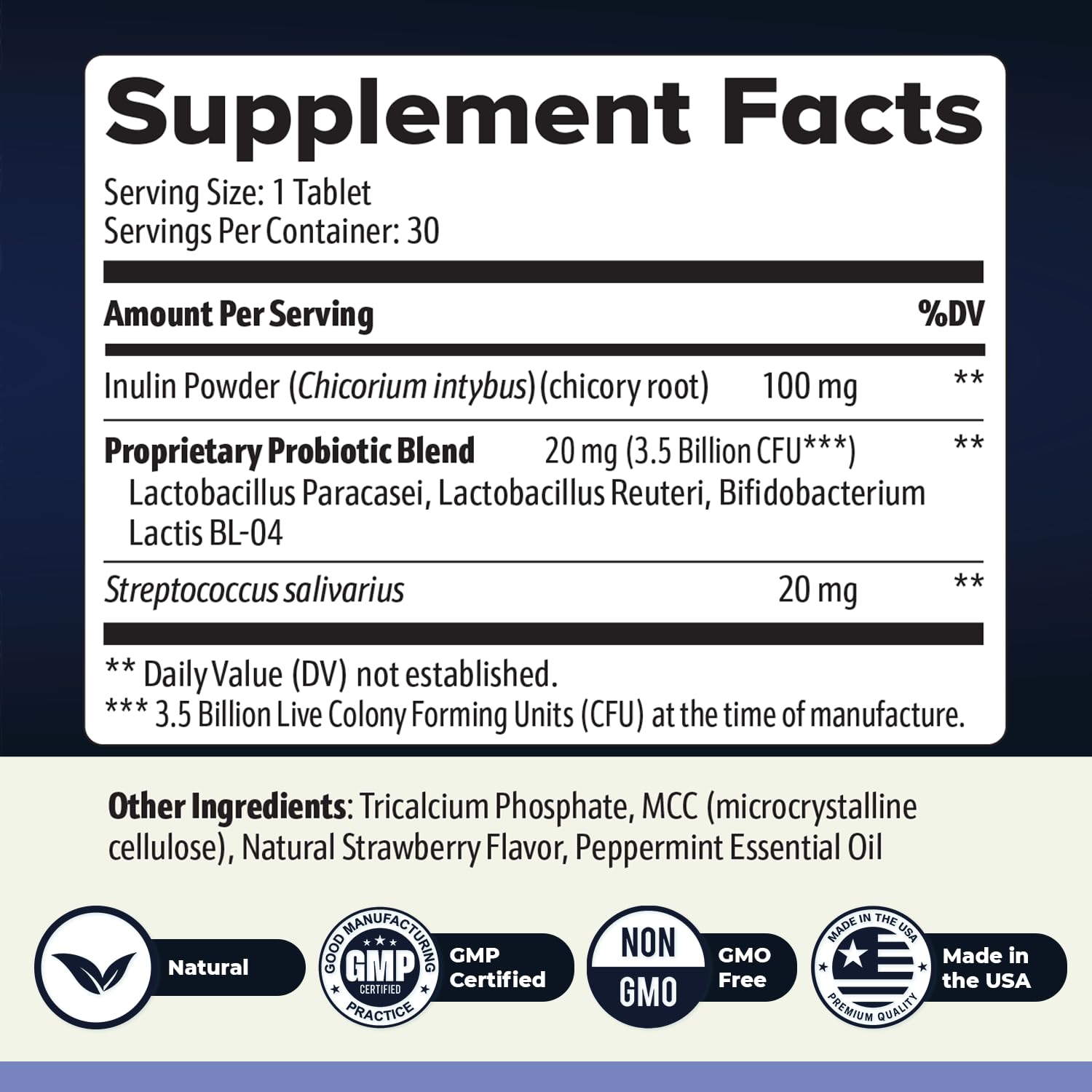 BrainSync strains list highlighting Lactobacillus paracasei and L. reuteri for digestion.