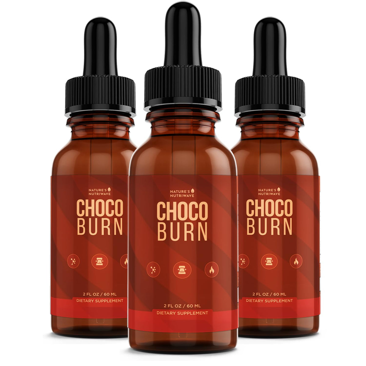 Nature’s NutriWave Choco Burn bottle with dropper for easy daily use