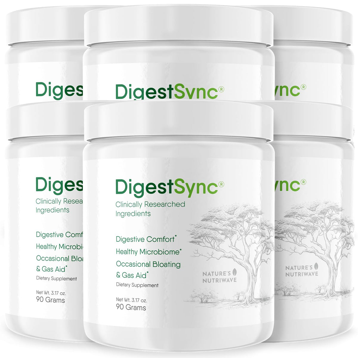 Nature’s NutriWave DigestSync powder tub for daily digestive support.