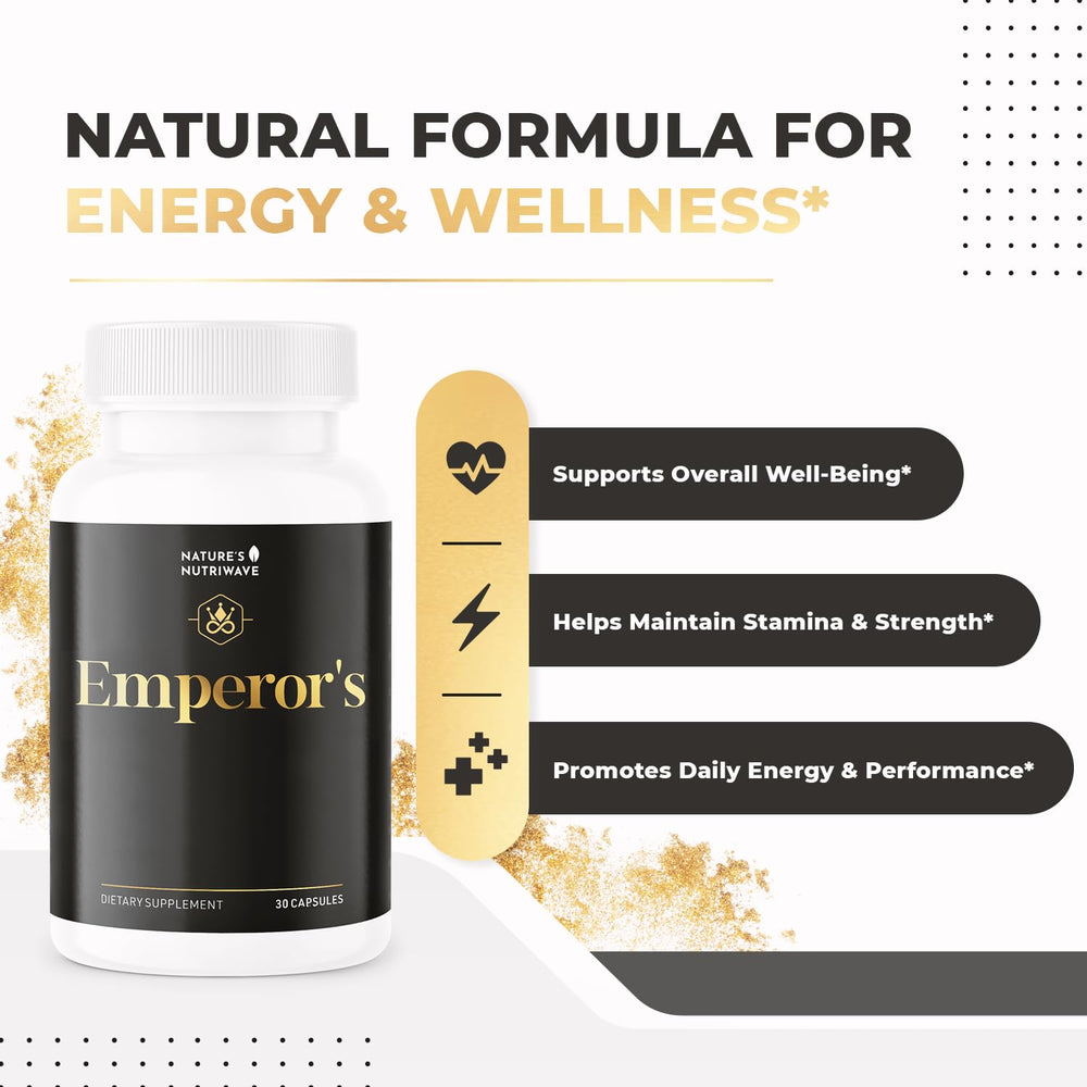 Emperor's Vigor Tonic capsules ready to take with a non-GMO formula for convenient daily use.