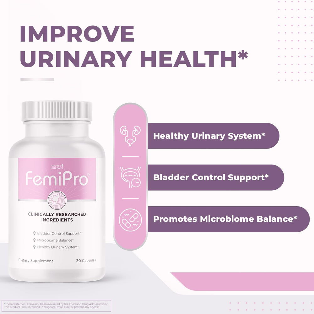Nature’s NutriWave Femipro bottle pour demonstrates easy daily dosing.