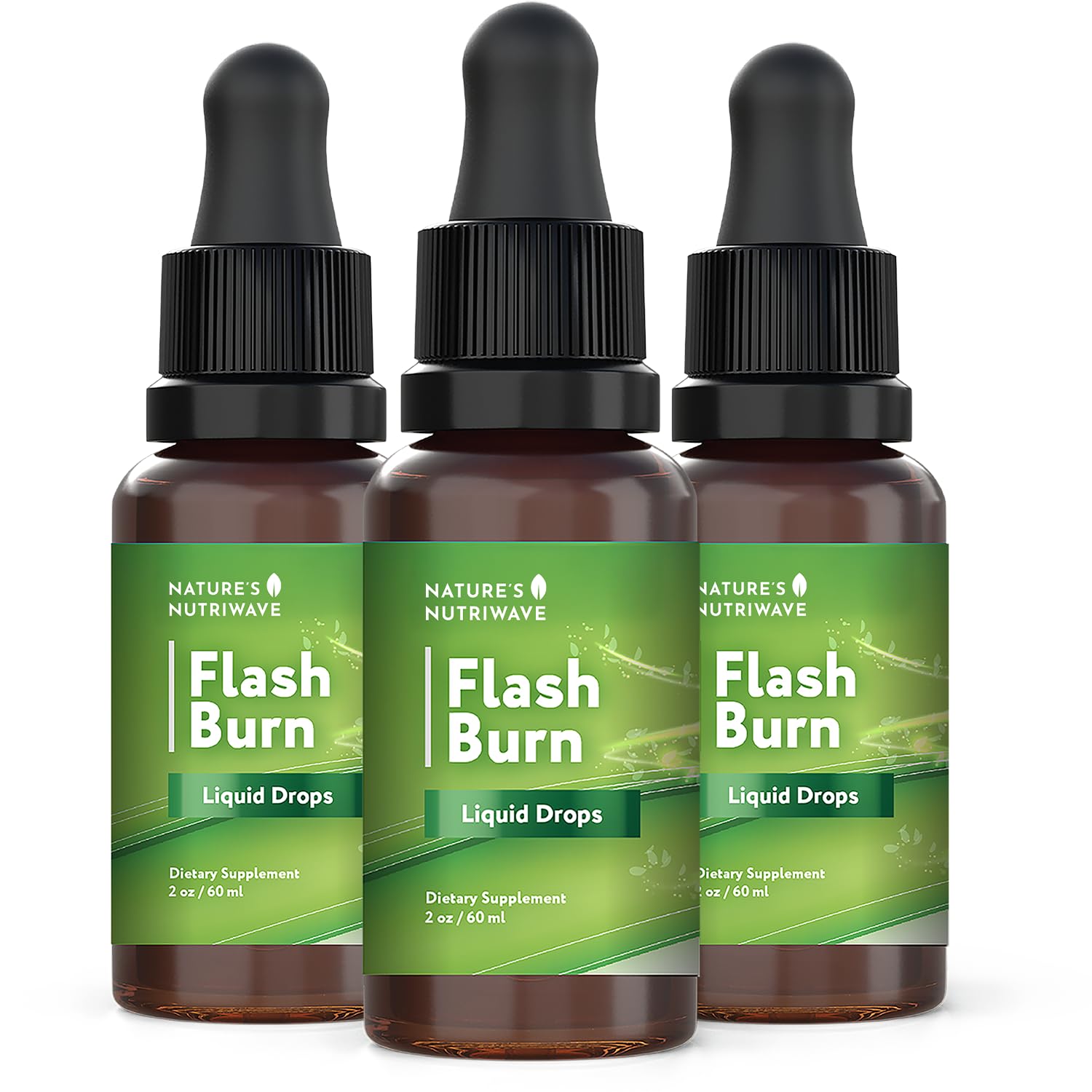 Nature’s NutriWave Flash Burn bottle, plant-based energy formula.