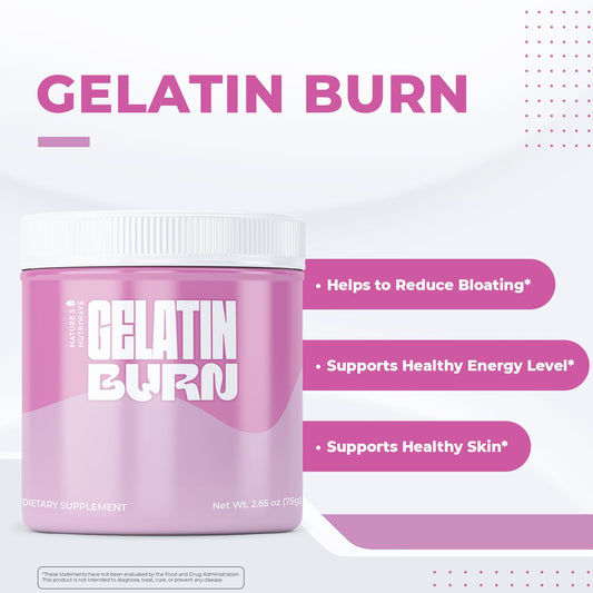 Nature’s NutriWave Gelatin Burn stirred into water for convenient daily nutrition.