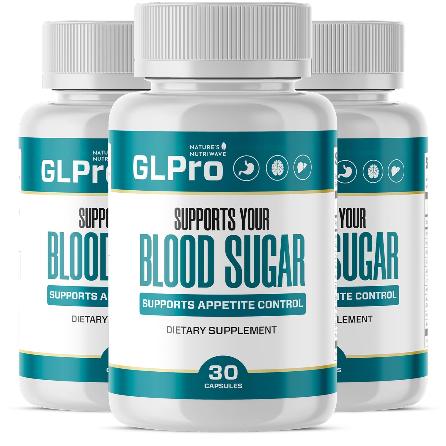 Nature's NutriWave GLPro bottle front showing a compact daily wellness option