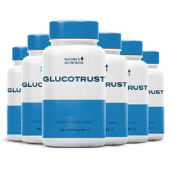 Nature's NutriWave Glucotrust bottle supports daily wellness with an herbal blend